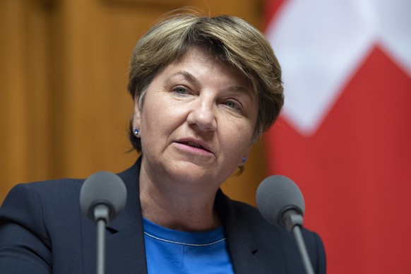 Bundesraetin Viola Amherd spricht im Nationalrat an der Herbstsession der Eidgenoessischen Raete, am Donnerstag, 19. September 2019, in Bern. (KEYSTONE/Peter Schneider)