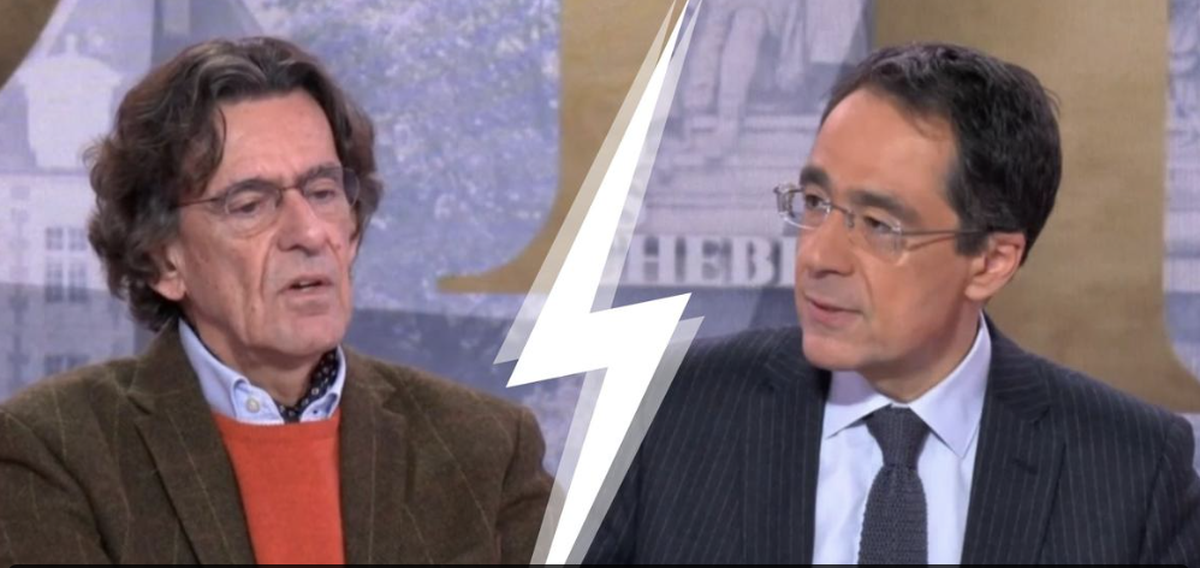 Luc Ferry (à g.) et Darius Rochebin ont croisé le fer.