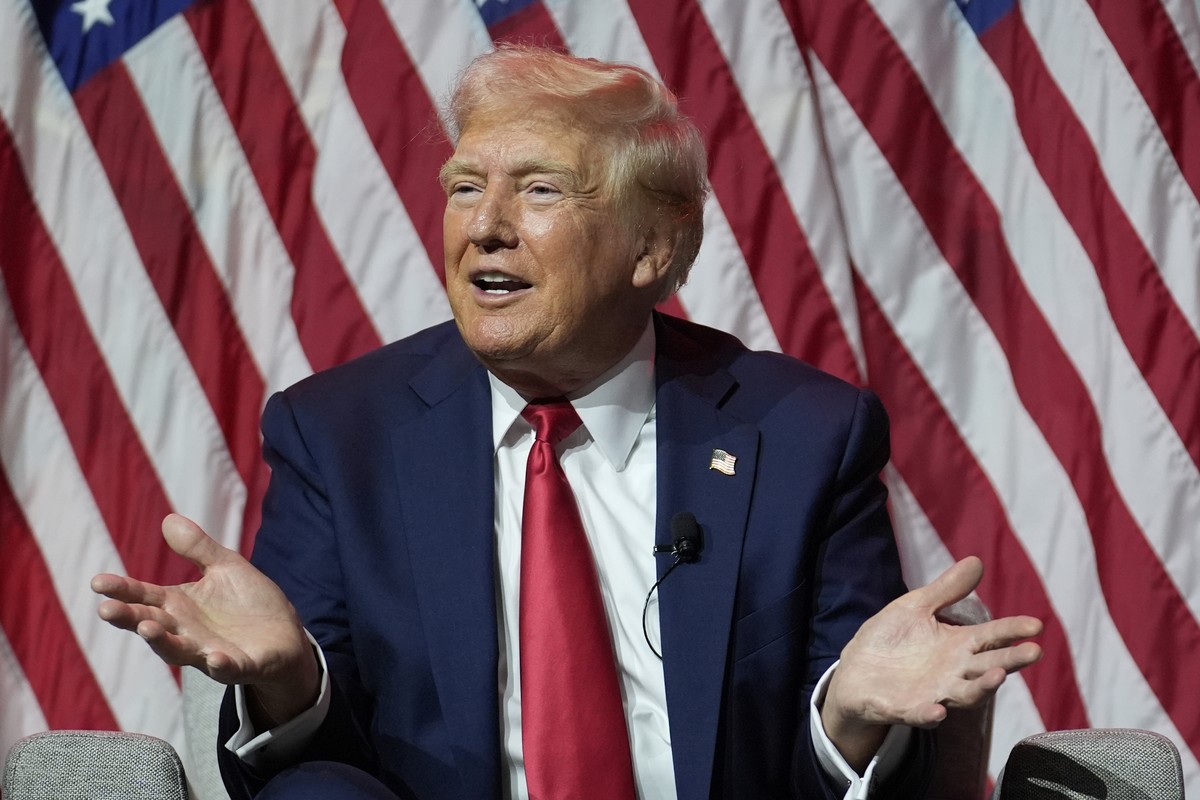 Republican presidential candidate former President Donald Trump speaks at the National Association of Black Journalists, NABJ, convention, Wednesday, July 31, 2024, in Chicago. (AP Photo/Charles Rex A ...