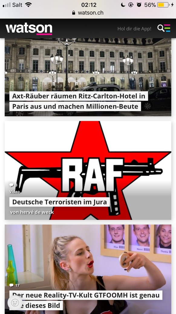Deutsche Terroristen im Jura
Könntet ihr diesen (sehr spannenden) Beitrag nicht irgendwie mit „CH-Geschichte“ kennzeichnen? 
Habe zuerst ganz verängstigt aus meinem Fenster auf die Strasse geschaut u ...