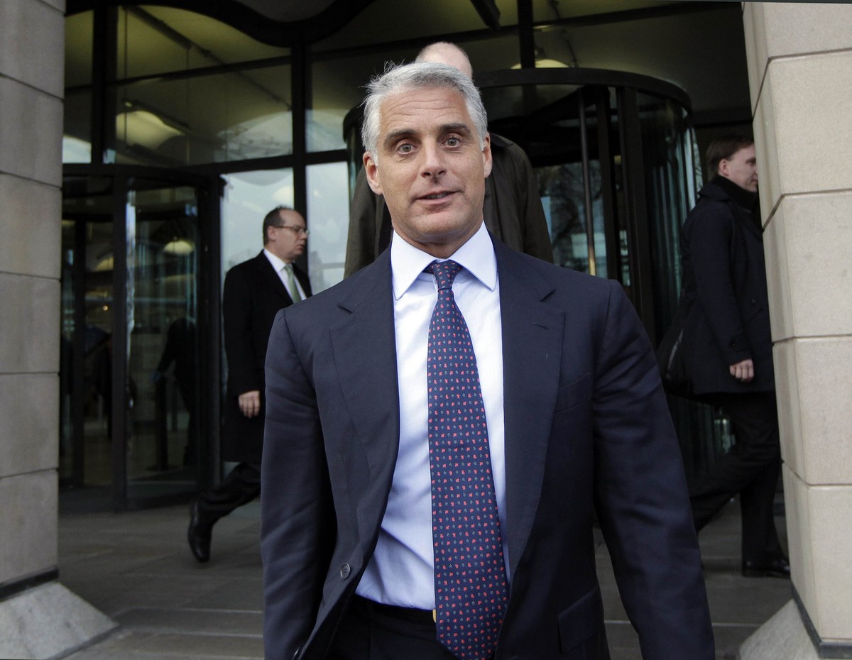 Chief Executive Officer of UBS, Andrea Orcel leaves Portcullis House in London after giving evidence on banking standards to the Parliamentary Commission on Banking Standards, Wednesday, Jan. 9, 2013. ...