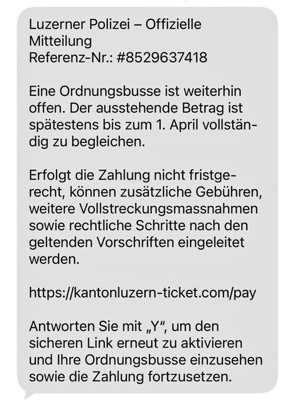 SMS Betrug Luzern