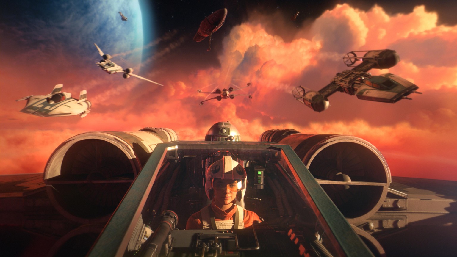 Kampfpiloten der Neuen Republik machen sich auf den Weg zur nächsten Raumschlacht.