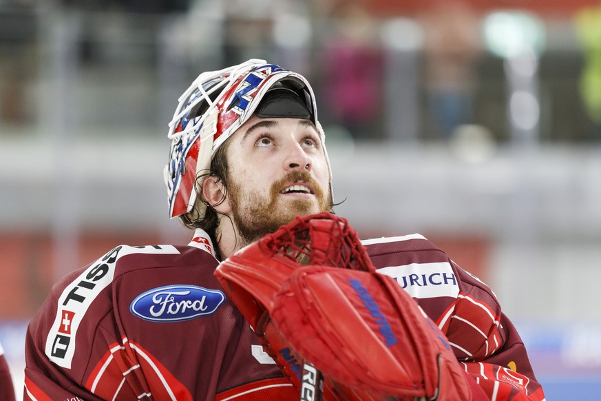 Switzerland&#039;s goalkeeper Melvin Nyffeler, during the ice hockey tournament NaturEnergie Challenge game between Switzerland and Russia at the Lonza Arena ice rink in Visp, Switzerland, Friday, Dec ...