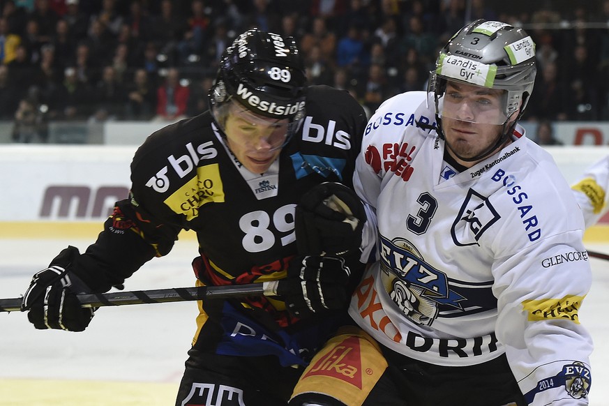 Nolan Diem (rechts) kämpft bei Zug bisher meist glücklos – trotzdem wurde er für den Slovakia Cup aufgeboten.