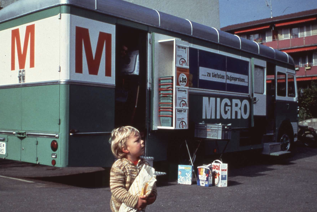 Migros-Bus der 1960er Jahren.