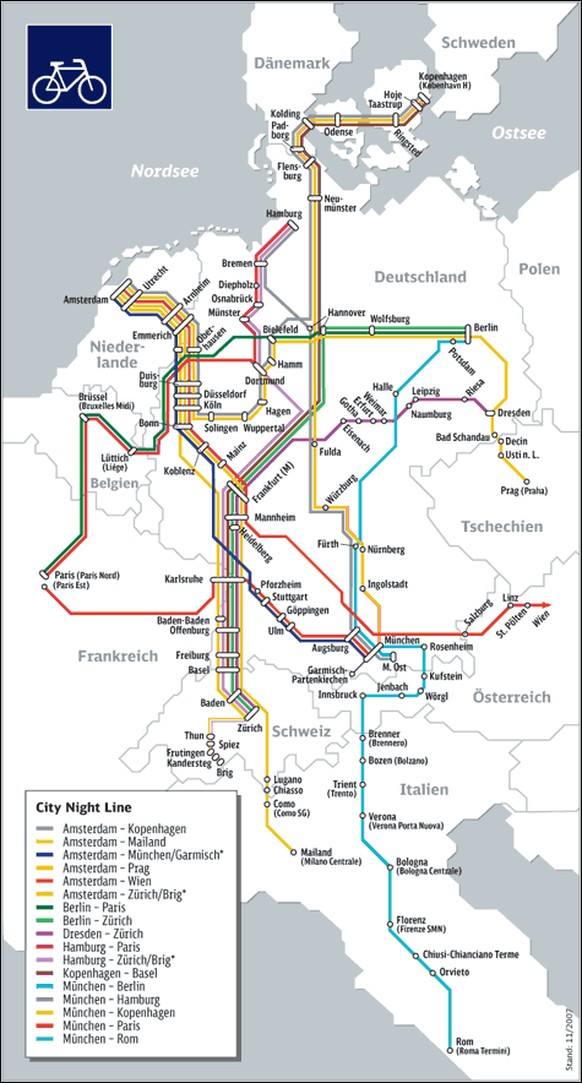 Diese europÃ¤ischen StÃ¤dte erreichst du mit dem Nachtzug â auch unbekannte Perlen dabei
Was 2008 alleine unter der DB Marke Citynighline im Angebot war.
So ein Angebot wird es aber kaum bis in 5 J ...