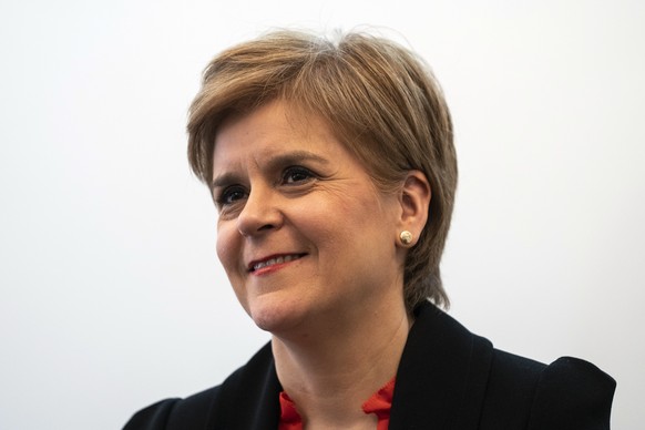 epa09090400 (FILE) - First Minister of Scotland and Scottish National Party (SNP) leader Nicola Sturgeon addresses the Foreign Press Association in London, Britain, 11 February 2020 (reissued 22 March ...