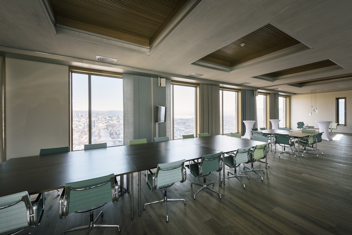 A conference room at the grain silo of the grain mill Swissmill in Zurich, Switzerland, on February 27, 2017. Swissmill is a subsidiary of the Coop Group and mills over 200'000 tonnes of grain, t ...