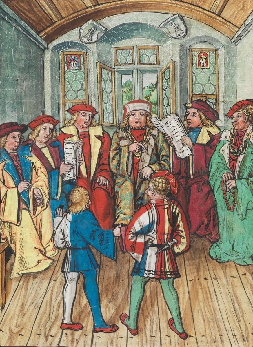 Verhandlungen zum Frieden von Basel, 1499.
https://www.e-codices.ch/fr/kol/S0023-2/408