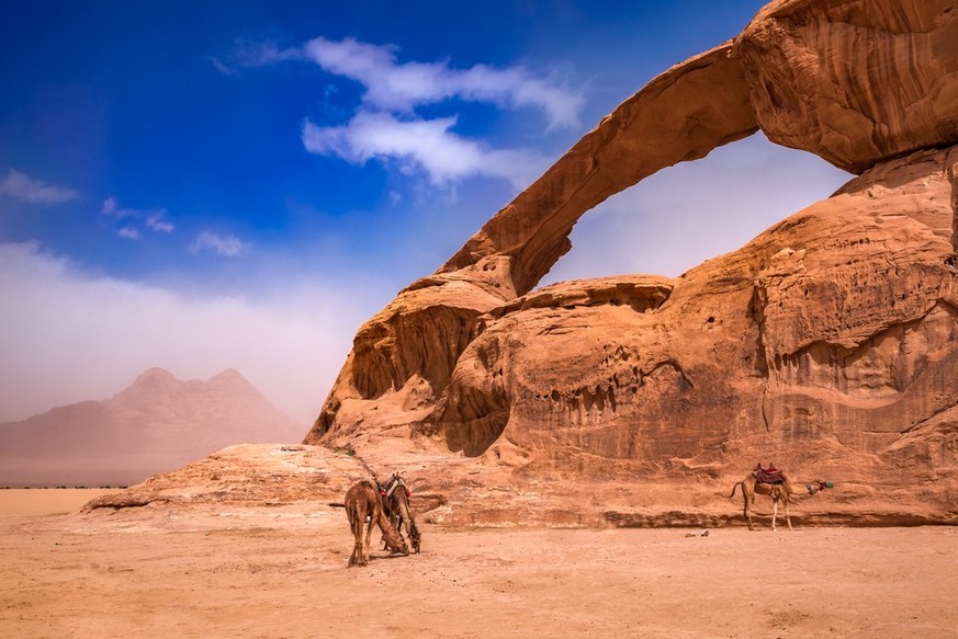 Kharaz Felsbrücke Wadi Rum Jordanien Tal des Mondes Wüste