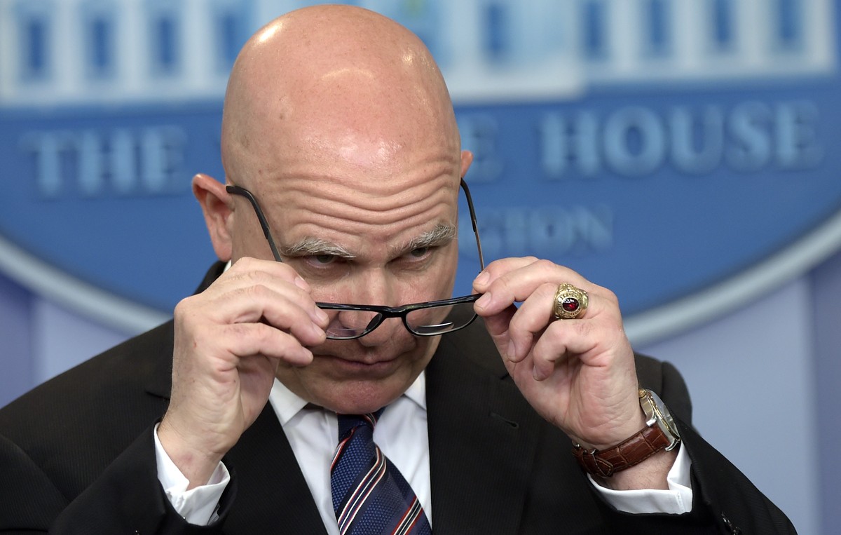 National Security Adviser H.R. McMaster listens during a briefing at the White House in Washington, Tuesday, May 16, 2017. President Donald Trump claimed the authority to share "facts pertaining  ...