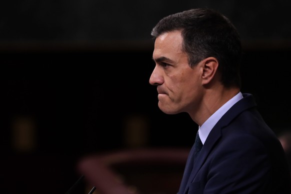 FILE - Spain&#039;s Prime Minister Pedro Sánchez speaks at the Spanish parliament in Madrid, Spain, on July 25, 2019. Spain&#039;s coalition government has presented a proposal in Parliament to reform ...