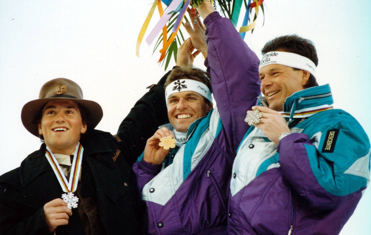 Alpine Skiweltmeisterschaft in Saalbach-Hinterglemm, Siegerehrung Abfahrt der M