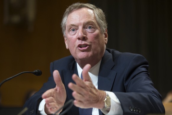 epa06912126 US Trade Representative Robert Lighthizer speaks on trade with China while testifying before the Senate Appropriations subcommittee hearing on the proposed budget estimates and justificati ...