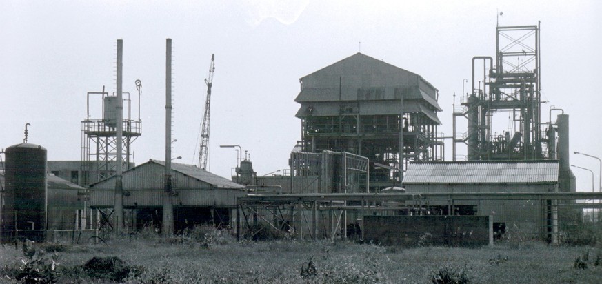 Die zerstörte Chemiefabrik in Bhopal, Indien.
