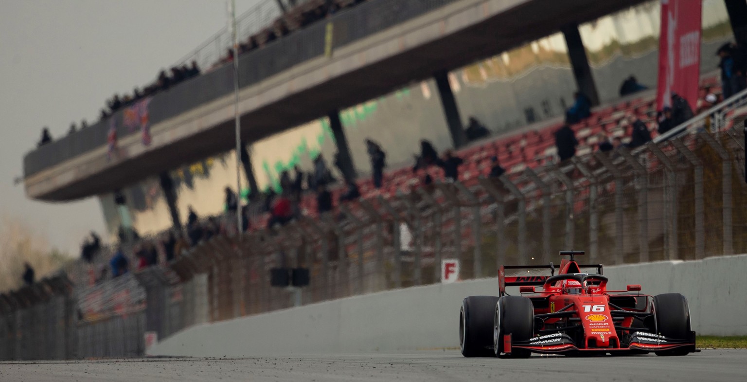 epa07380576 Monegasque Formula One driver Charles Leclerc of Ferrari in action on the second day of the official Formula One pre-season testing at Barcelona-Catalunya circuit in Montmelo, Barcelona, S ...