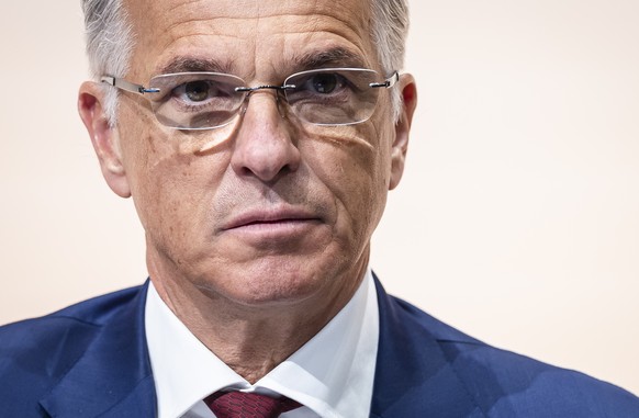 Newly appointed Group Chief Executive Officer of Swiss Bank UBS Sergio P. Ermotti attends news conference in Zurich, Switzerland on Wednesday, March 29, 2023. (KEYSTONE/Michael Buholzer)