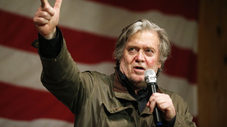 Former White House strategist Steve Bannon speaks during a rally for U.S. Senate hopeful Roy Moore, Tuesday, Dec. 5, 2017, in Fairhope Ala. (AP Photo/Brynn Anderson)