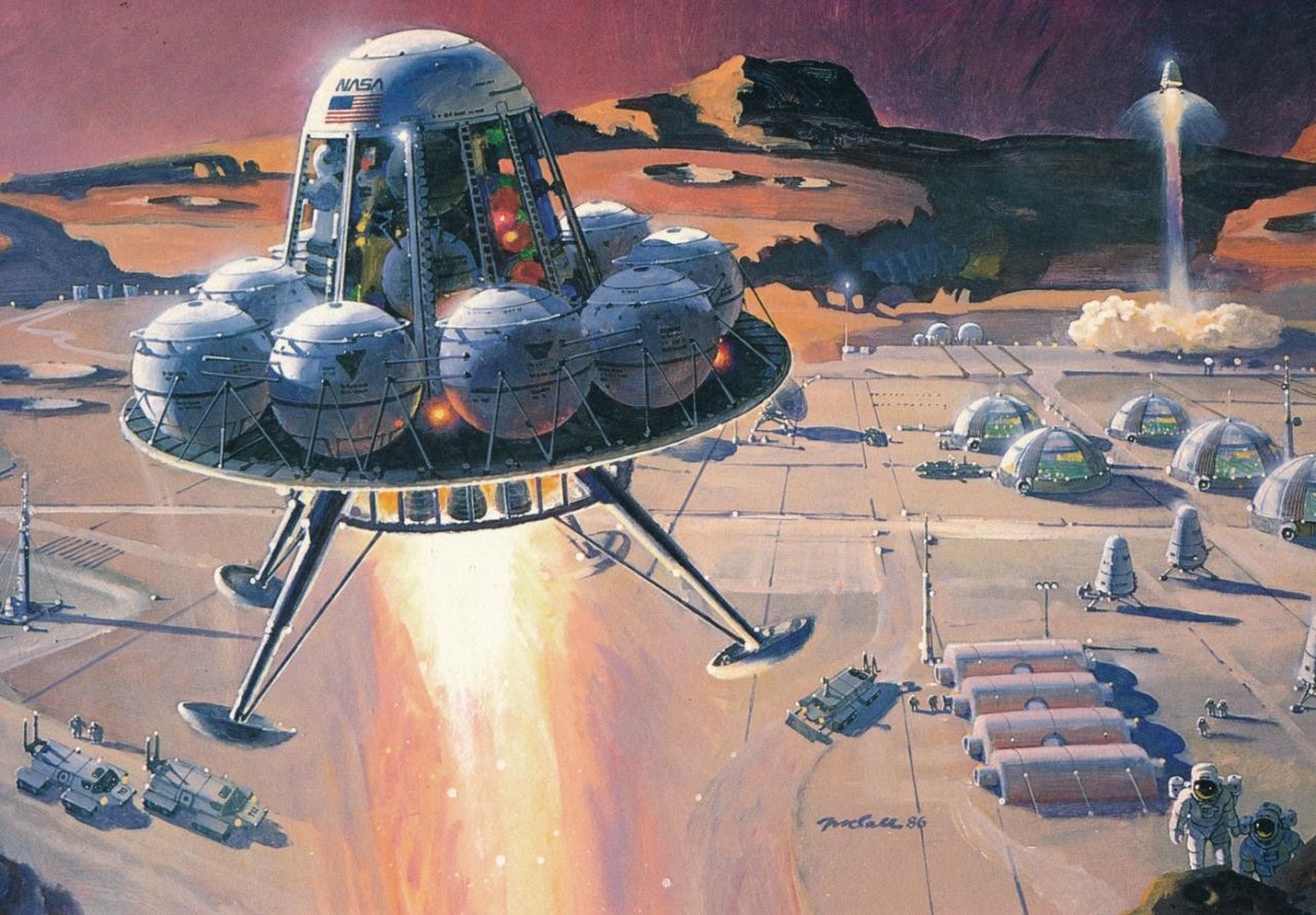 Robert McCall's NASA Moon Base, 1986

https://www.reddit.com/r/RetroFuturism/comments/jrrh62/robert_mccalls_nasa_moon_base_1986/