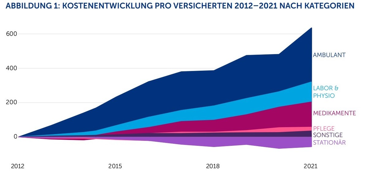 css bericht Kostenentwicklung pro person schweiz 2012 bis 2021 nach kategorien juli 2024