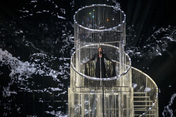 epa12100936 Israel&#039;s Yuval Raphael performs the song &#039;New Day Will Rise&#039; during the dress rehearsal for the second semi-final of the 69th Eurovision Song Contest (ESC) in Basel, Switzer ...