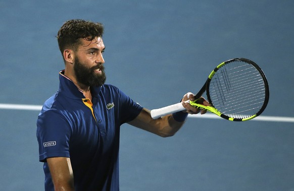 Benoit Paire of France complains to the umpire while playing Alex De Minaur of Australia during their men&#039;s semifinal singles match at the Sydney International tennis tournament in Sydney, Friday ...