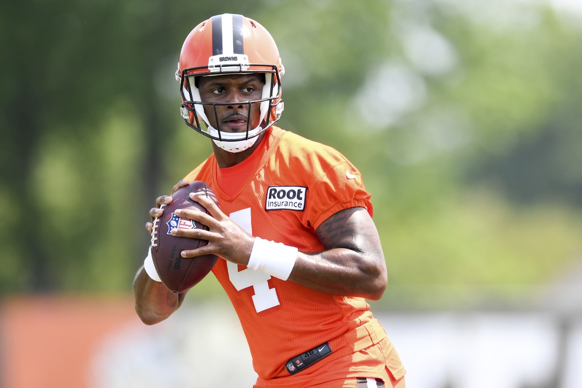 Cleveland Browns quarterback Deshaun Watson takes part in drills during the NFL football team's training camp, Monday, Aug. 1, 2022, in Berea, Ohio. (AP Photo/Nick Cammett)
Deshaun Watson