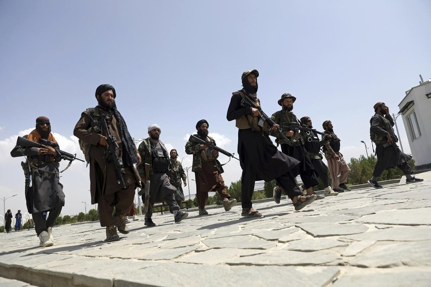 Taliban fighters patrol in Kabul, Afghanistan, Thursday, Aug. 19, 2021. The Taliban celebrated Afghanistan&#039;s Independence Day on Thursday by declaring they beat the United States, but challenges  ...