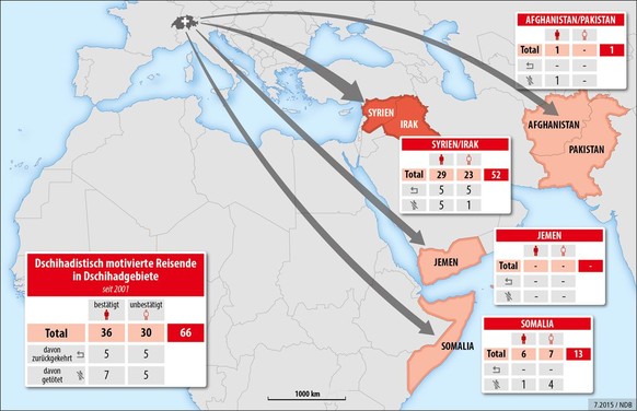 Syrien und Irak: 52 «dschihadistisch motivierte Reisebewegungen» seit 2001.