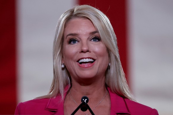 epa11734060 (FILE) - Former Florida Attorney General Pam Bondi addresses the Republican National Convention, via television feed, at the Mellon Auditorium in Washington, DC, USA, 25 August 2020 (re-is ...