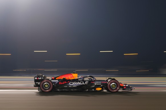 Red Bull driver Max Verstappen of the Netherlands steers his car during the sprint qualifying at the Lusail International Circuit ahead of the Qatar Formula One Grand Prix, in Lusail, Qatar, Friday, N ...