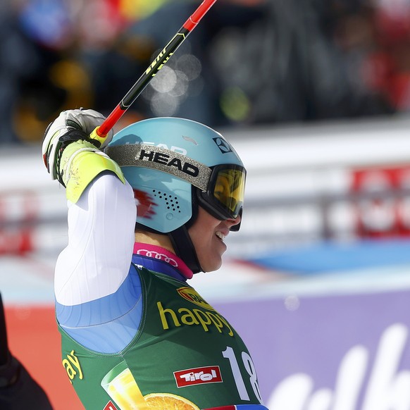 Alpine Skiing - FIS Alpine Skiing World Cup - Giant Slalom Women - Soelden, Austria - 22/10/16. Wendy Holdener of Switzerland reacts after competing. REUTERS/Dominic Ebenbichler