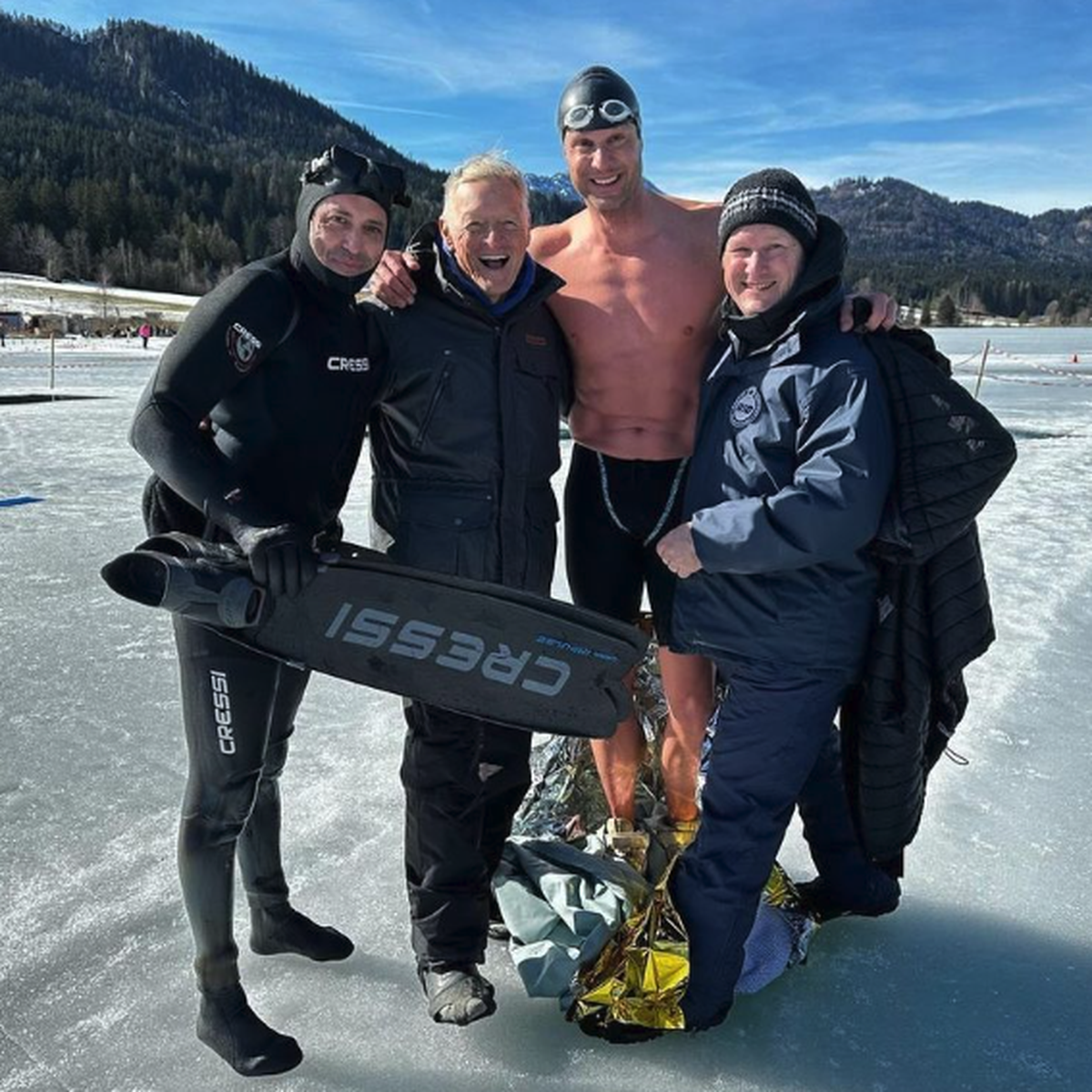 Markus Rogan Weltrekord Eisschwimmen Apnoetauchen Weissensee