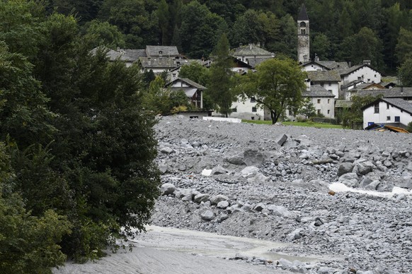 View of bondo, pictured during a media tour in the evacuated village of Bondo on Sunday, September 10, 2017, in Bondo, Switzerland. The village has been hit by a massive landslide on August 23. Eight  ...