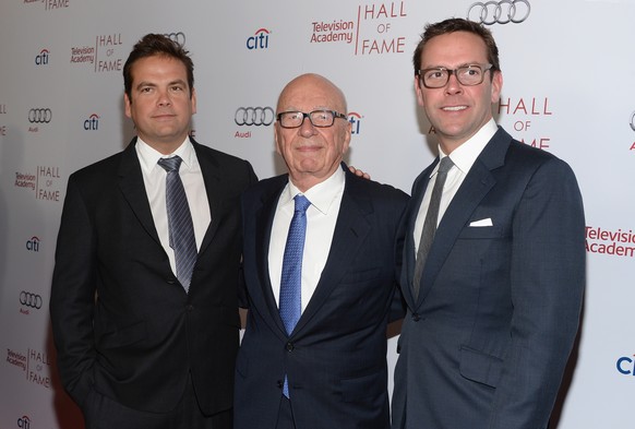 BEVERLY HILLS, CA - MARCH 11: Lachlan Murdoch, Rupert Murdoch and James Murdoch attend The Television Academy&#039;s 23rd Hall Of Fame Induction Gala at Regent Beverly Wilshire Hotel on March 11, 2014 ...