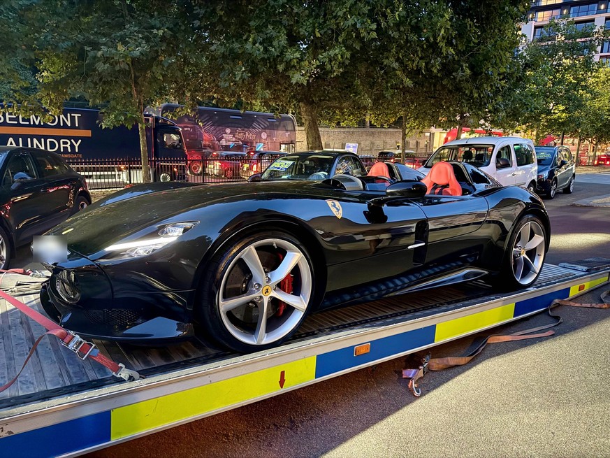 EDITORS NOTE IMAGE PIXELATED AT SOURCE Undated handout photo issued by Metropolitan Police of a Ferrari Monza being taken to the pound. Officers from the Metropolitan Police seized 90 vehicles worth m ...