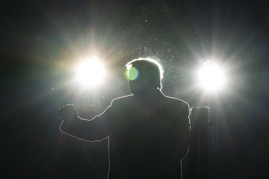 President Donald Trump pumps his fist as he departs after speaking at a campaign rally at Pittsburgh-Butler Regional Airport, Saturday, Oct. 31, 2020, in Butler, Pa. (AP Photo/Alex Brandon)
Donald Tru ...