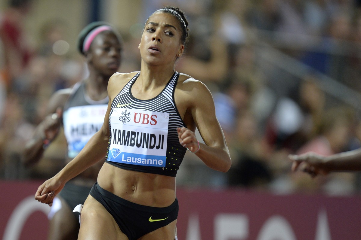 Mujinga Kambundji from Switzerland competes in the women's 100m race that was cancelled due to a false start at the Athletissima IAAF Diamond League international athletics meeting in the Stade O ...