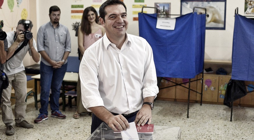 Ex-Regierungschef Tsipras bei der Stimmabgabe.