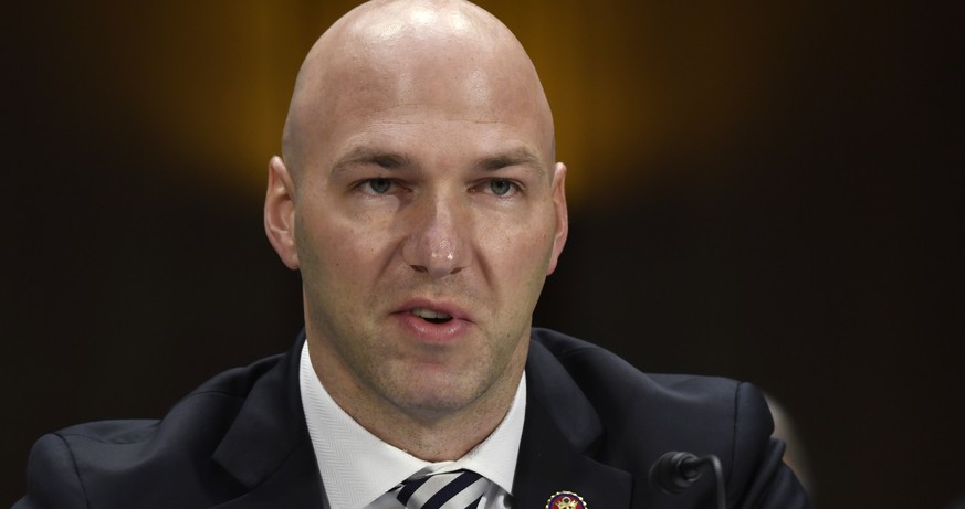 FILE - In this Feb. 11, 2020, file photo, Rep. Anthony Gonzalez, R-Ohio, speaks during a Senate Commerce subcommittee hearing on Capitol Hill in Washington, on intercollegiate athlete compensation. Go ...