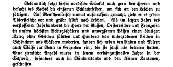 Zitat aus Friedrich von Tschudis «Die Thierwelt der Alpen» von 1860.