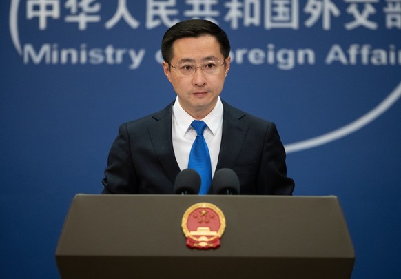 epa12079409 Chinese Foreign Ministry spokesperson Lin Jian speaks at a press conference in Beijing, China, 07 May 2025. Lin Jian addressed the recent conflict between India and Pakistan. The Indian go ...