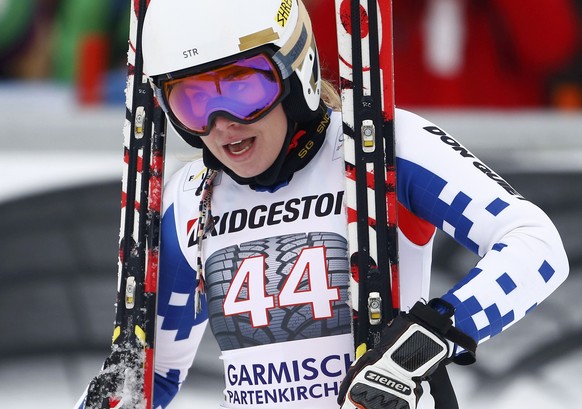 Ledecka ist nach ihrem Super-G-Auftritt ganz schön ausgepumpt.