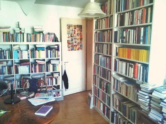 Die Hälfte der Protz-Bibliothek meines besten Freundes. Seine Wohnung besteht eigentlich nur aus Büchern.