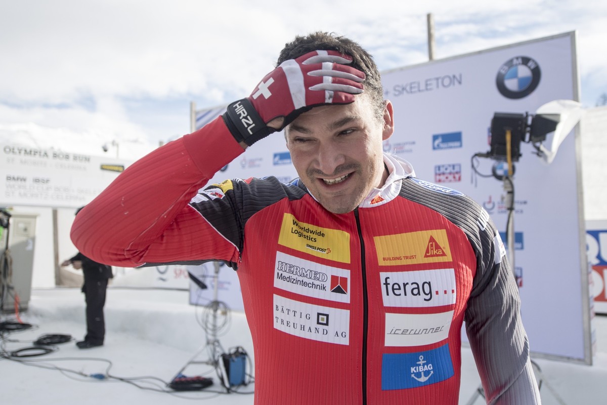 Marcel Dobler from Switzerland from the Team Meyerhans during the Men four Bob Sledge World Cup in St. Moritz, Switzerland, on Sunday, January 27, 2019. (KEYSTONE/Urs Flueeler)