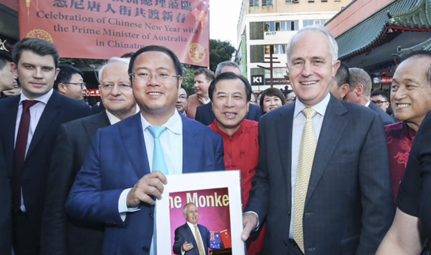 Huang Xiangmo mit Australiens ehemaligem Premierminister Malcolm Turnbull im Jahr 2016.
