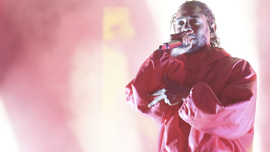 Kendrick Lamar performs at L.A. LIVE&#039;s Microsoft Square during NBA All Star Weekend 2018 on Friday, Feb. 17, 2018, in Los Angeles. (Photo by Richard Shotwell/Invision/AP)