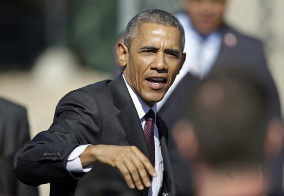 FILE - In this April 3, 2015 file photo, President Barack Obama leaves after Hill Air Force Base, Utah. In remarks before a business conference in Salt Lake City on Wednesday, March 6, 2019, Obama say ...