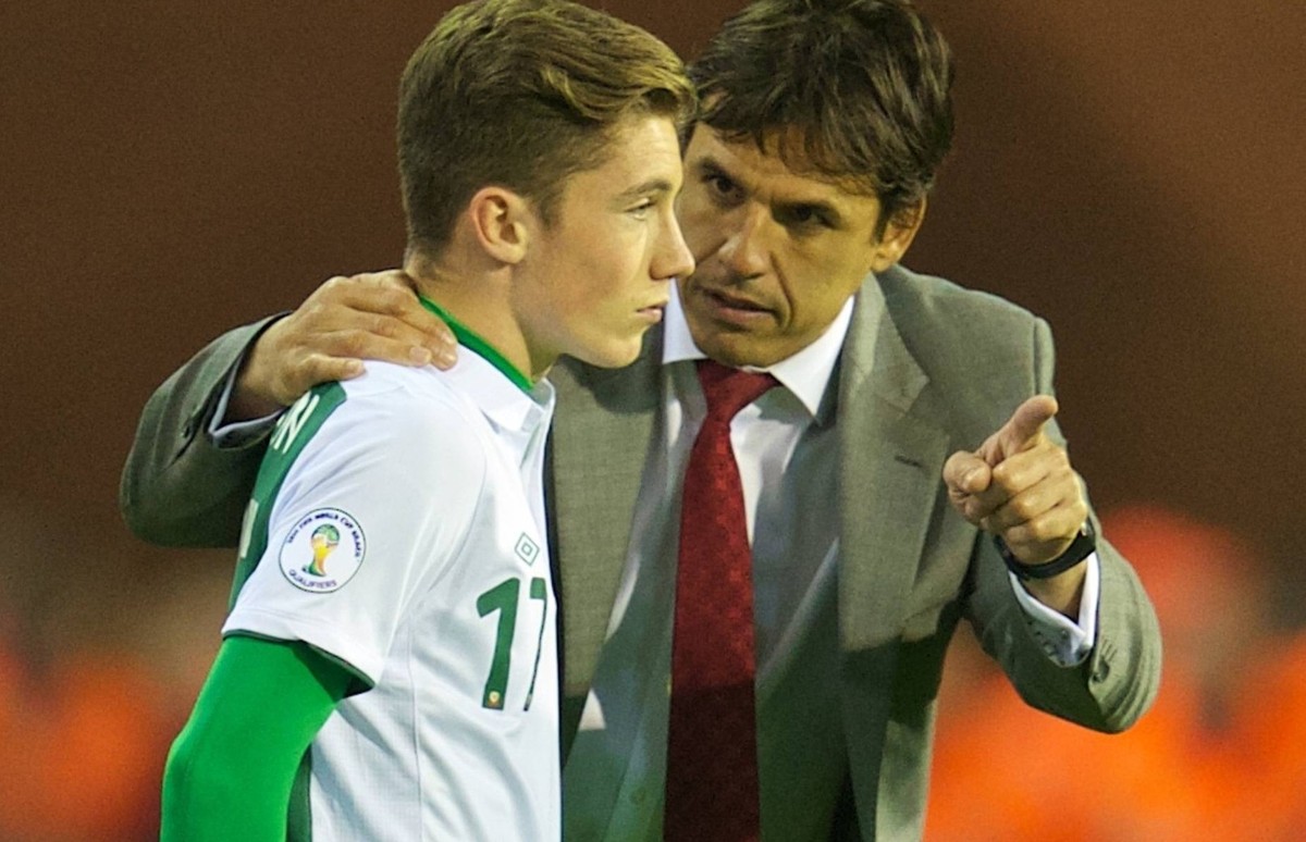 Bildnummer: 14793421 Datum: 15.10.2013 Copyright: imago/HochZwei/International
PROPAGANDA20131015 Football - soccer: Brazil 2014 FIFA World Cup, Qualifying Group A, Belgium - Wales, Wales manager Chr ...